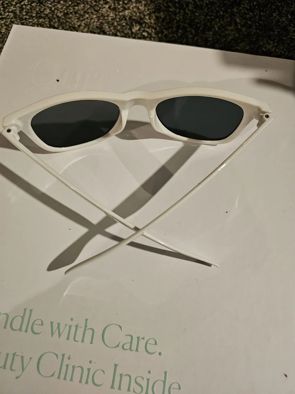 Men's White Sunglasses with Black Lenses